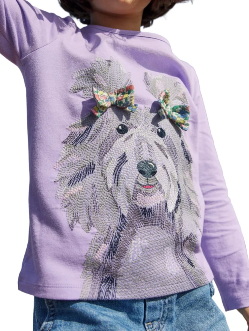 Mini Boden | Superstitch Long Sleeve T-Shirt Dog | Purple | 5-6